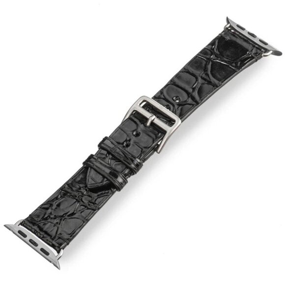 Luxury Alligator Leather Watch Band – Handmade Black Shiny Color main image 4